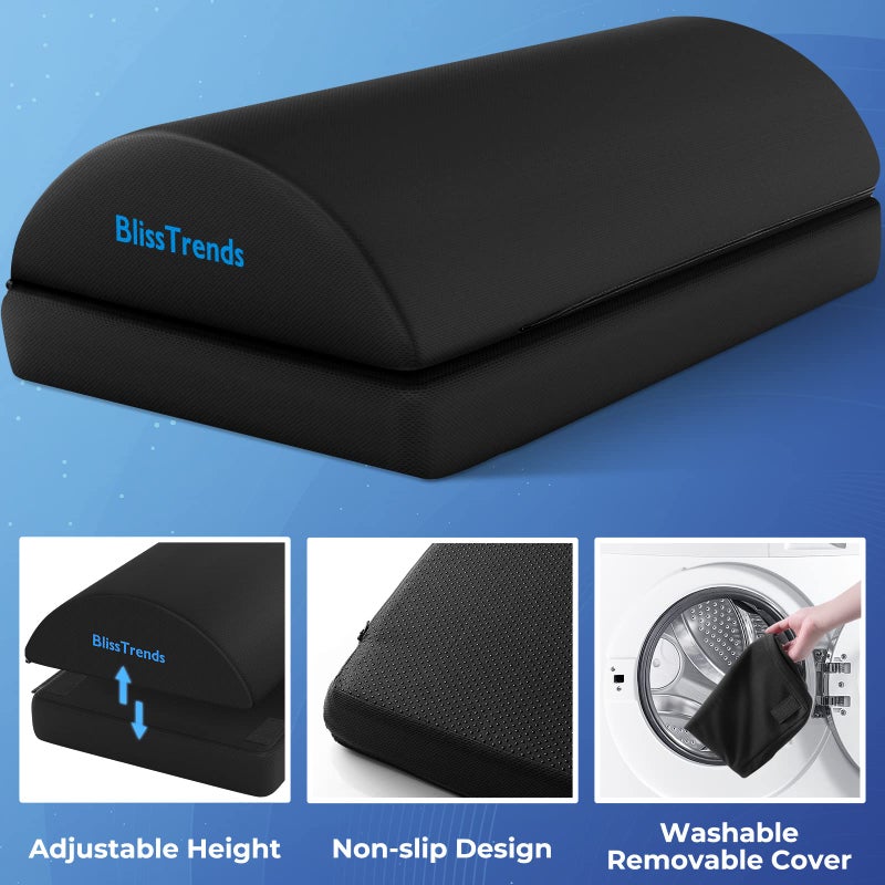BlissTrends Foot Rest for Under Desk at Work-Versatile Foot Stool with Washable Cover-Comfortable Footrest with 2 Adjustable Heights for Car Home and Office to Relieve Back Lumbar Knee Pain-Black Long - Image 4